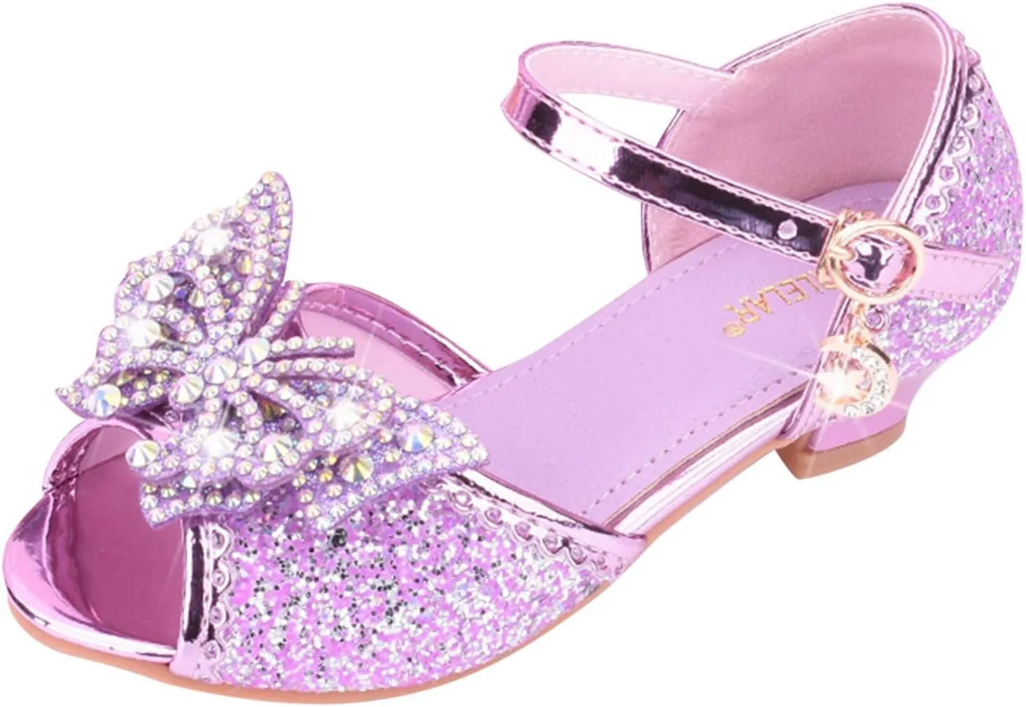 Baby Girls Bow Sequins Pearl Princess Sandals Open Toe High Heels Glitter Ankle Dress Shoes Toddler Summer Outdoor Strap