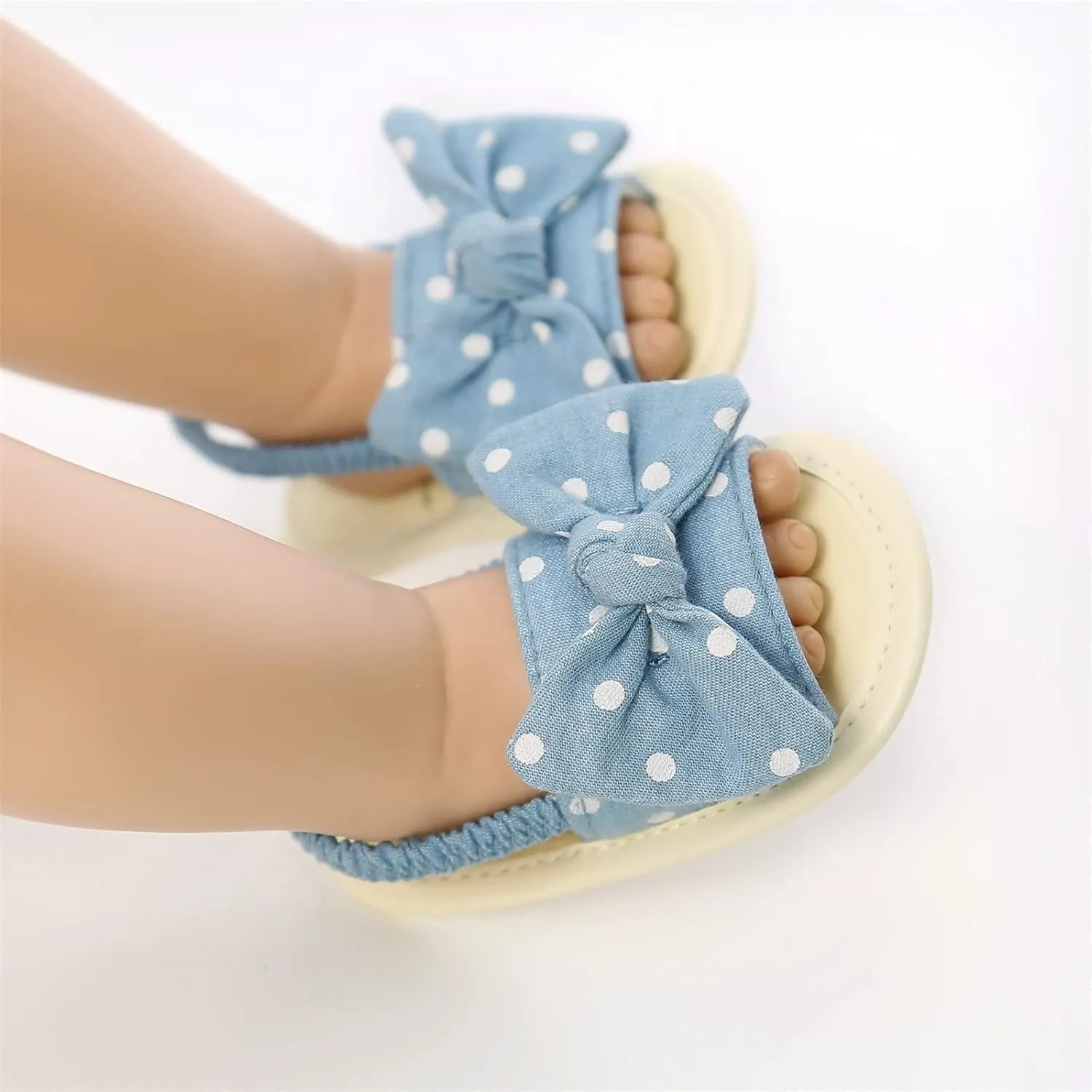 Baby Girls Bowknot Rome Sandals Summer Shoes Infant First Walking Slipper Shoes Non-Slip Beach Stripe Sandals