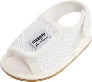 Baby Girls Boys Sandal Infant Toddler Shoes Outdoor Prewalker Mesh Non-Slip Soft Sole Flat Shoes (White, 12-12M)