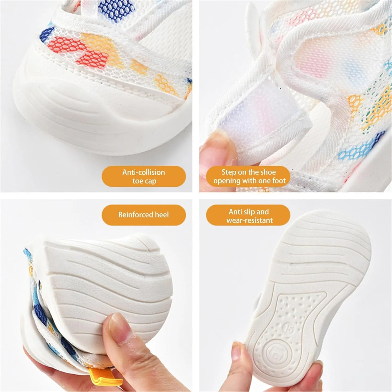 Baby Girls Boys Sandals Cute Breathable Infant Non-Slip First Walking Shoes Outdoor Toddler Summer Mesh Sneakers