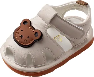 Baby Girls Boys Sandals Infant Toddler Shoes First Walking Shoes Soft Anti-Slip Sole Flat Shoes (Beige, 5.5 Infant)
