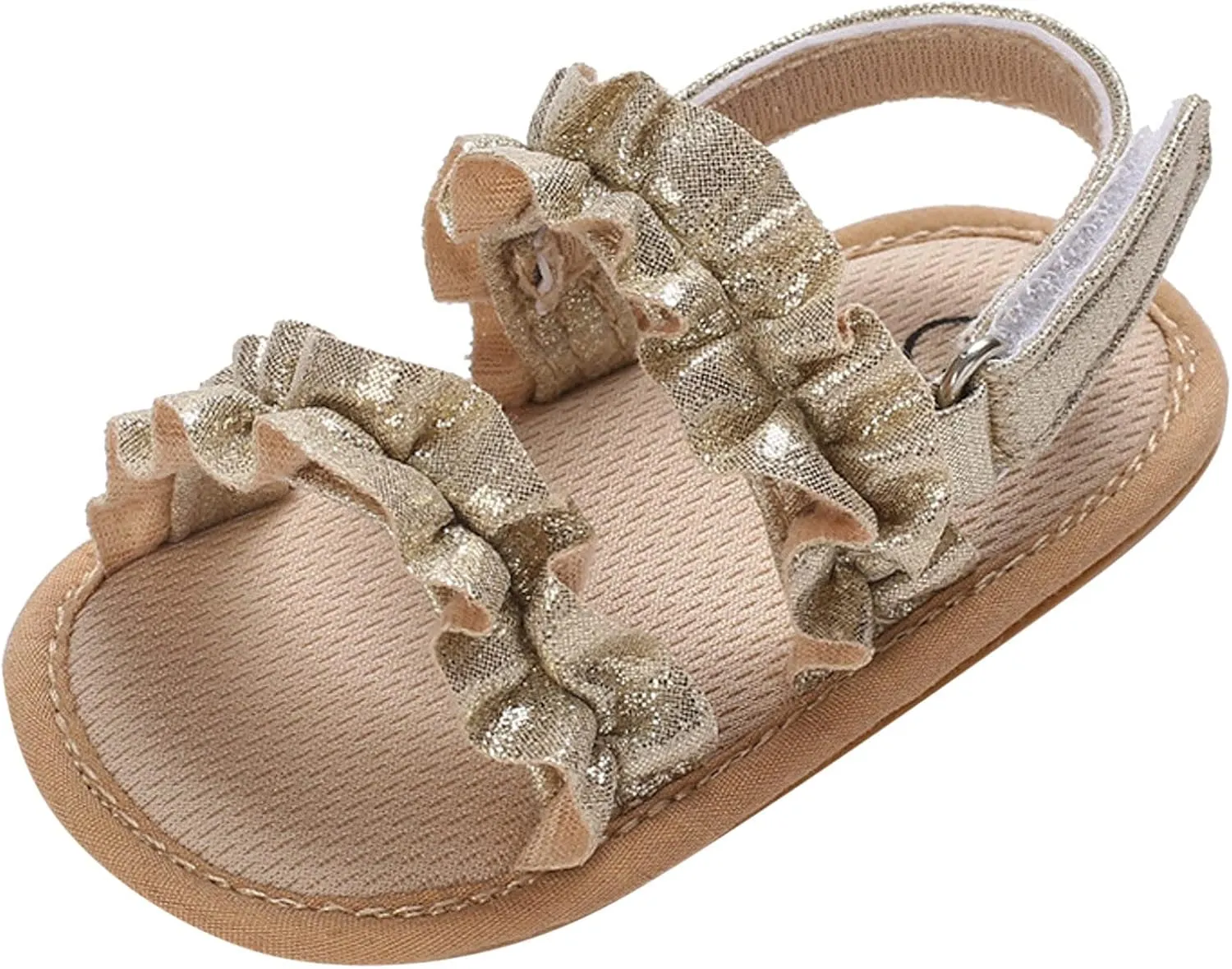 Baby Girls Boys Sandals Infant Toddler Shoes Ruffles First Walkers Soft Sole Sneakers Summer Beach (Gold, 5 Infant)