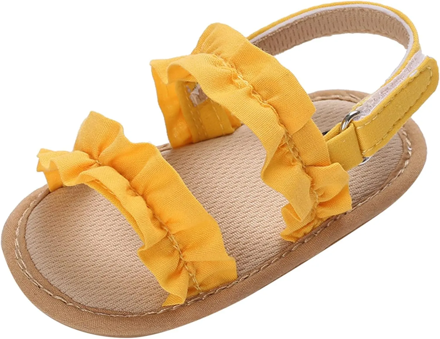 Baby Girls Boys Sandals Infant Toddler Shoes Ruffles First Walkers Soft Sole Sneakers Summer Beach (Yellow, 4 Infant)