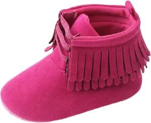 Baby Girls Boys Snow Boots Soft Sole Warm Winter Booties Anti Slip Toddler Newborn Shoes High Heels Tassel Booties