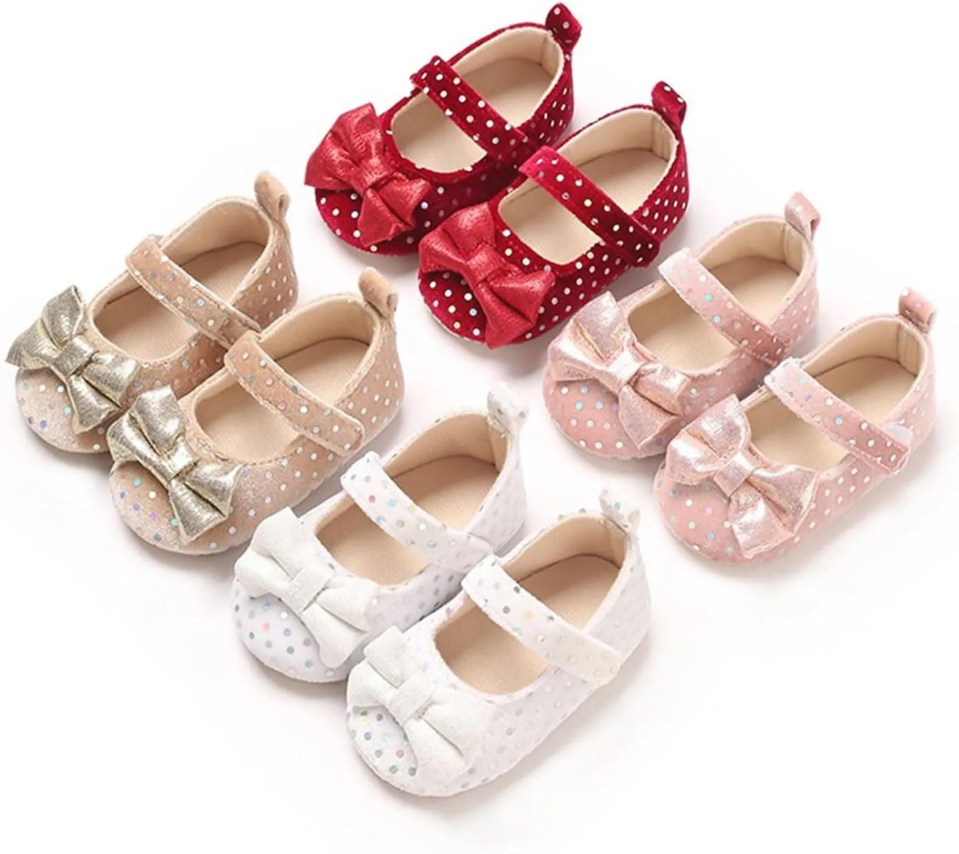 Baby Girls Mary Jane Shoes White Non Slip Soft Sole Newborn Infant Toddler First Cirb Dress Shoes