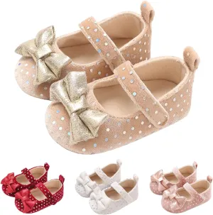 Baby Girls Mary Jane Shoes White Non Slip Soft Sole Newborn Infant Toddler First Cirb Dress Shoes