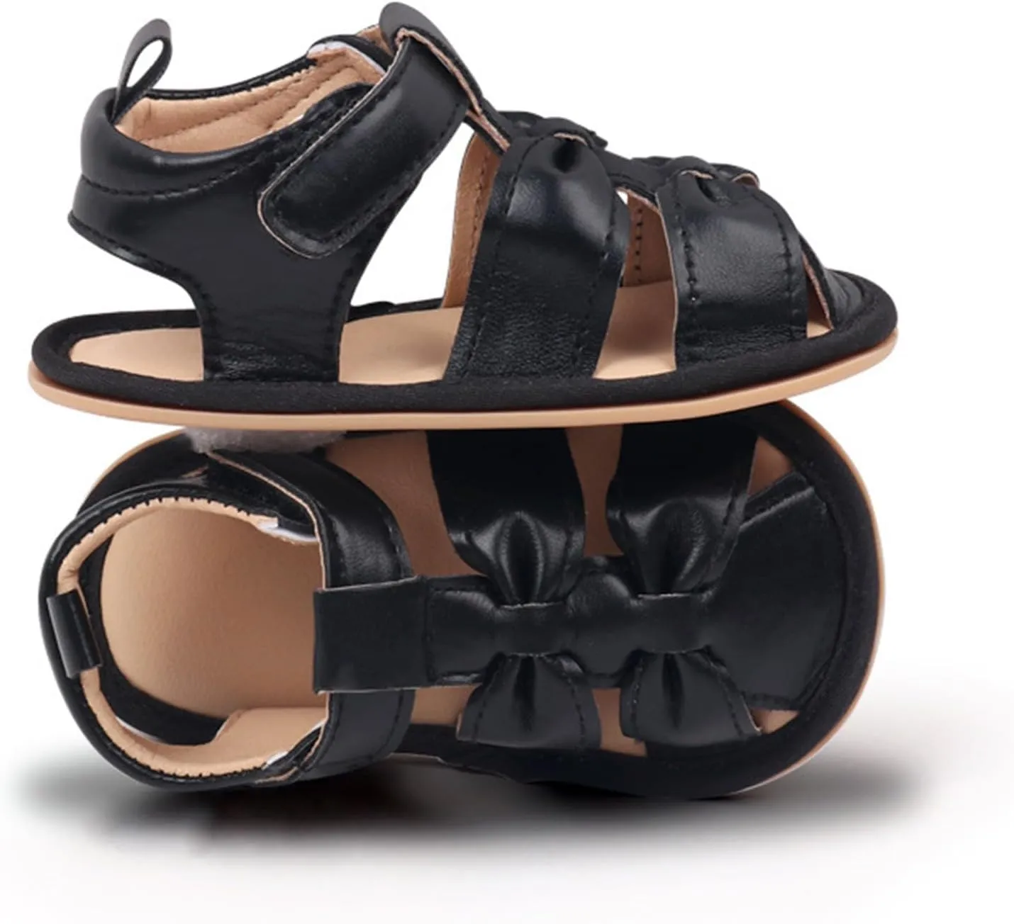 Baby Girls PU Leather Strap Sandals Toddler Infant Summer Hollow Open Toe Soft Sole Flats Solid Color Casual Beach Shoes