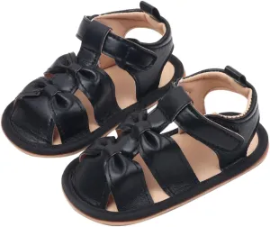 Baby Girls PU Leather Strap Sandals Toddler Infant Summer Hollow Open Toe Soft Sole Flats Solid Color Casual Beach Shoes
