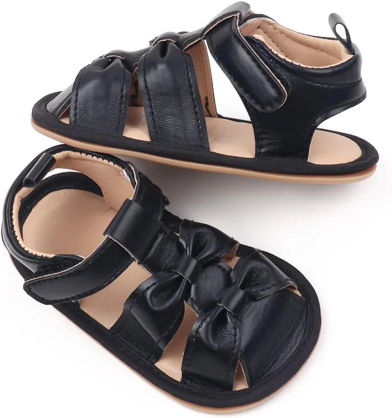 Baby Girls PU Leather Strap Sandals Toddler Infant Summer Hollow Open Toe Soft Sole Flats Solid Color Casual Beach Shoes