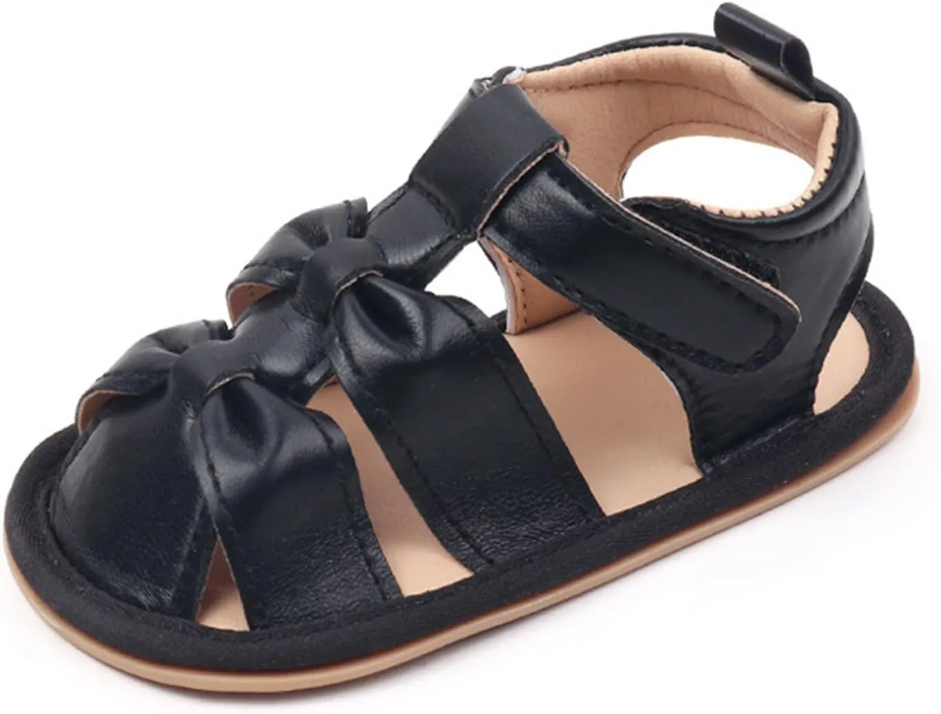 Baby Girls PU Leather Strap Sandals Toddler Infant Summer Hollow Open Toe Soft Sole Flats Solid Color Casual Beach Shoes