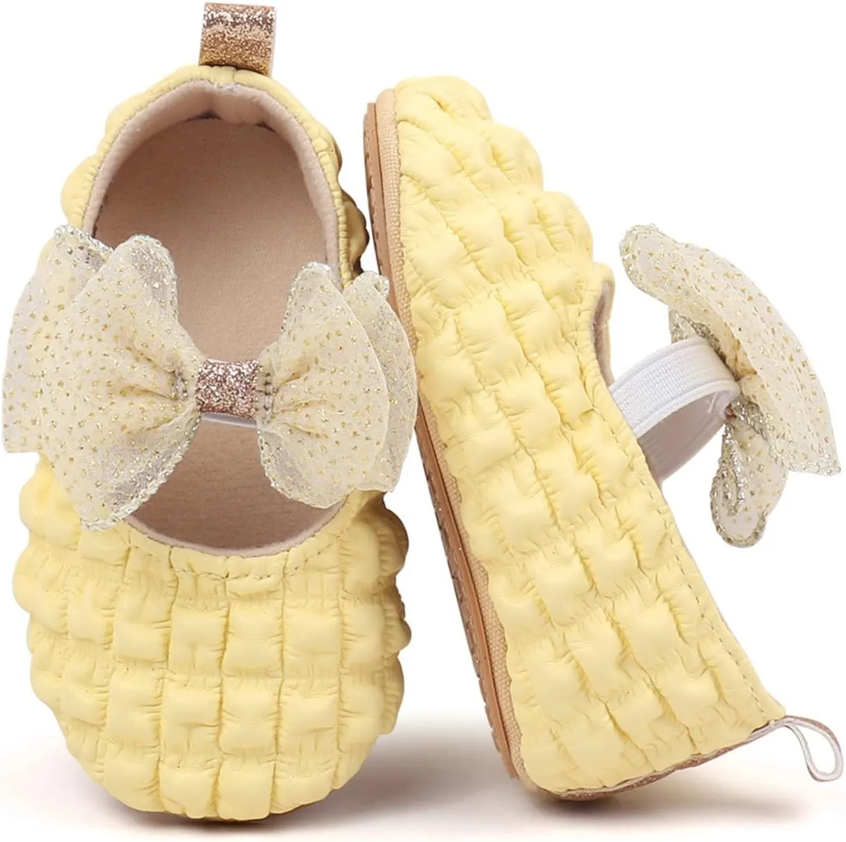 Baby Girls Ruffle Bow Princess Sandals Toddler Infant Girls Tulle Lace Bow Ruched Ruffle Shoes Soft Sole Casual SHoes