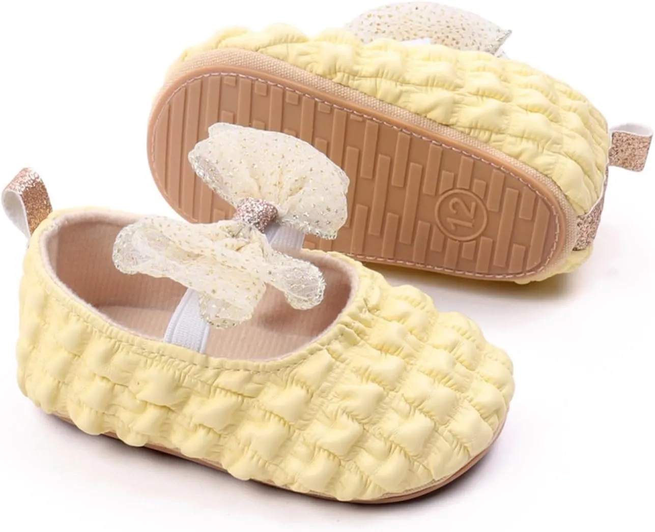 Baby Girls Ruffle Bow Princess Sandals Toddler Infant Girls Tulle Lace Bow Ruched Ruffle Shoes Soft Sole Casual SHoes