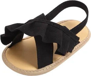Baby Girls Ruffle Sandals Soft Sole Non Slip Flat Dress Shoes Princess Open Toe Party Wedding Holiday Casual Slides