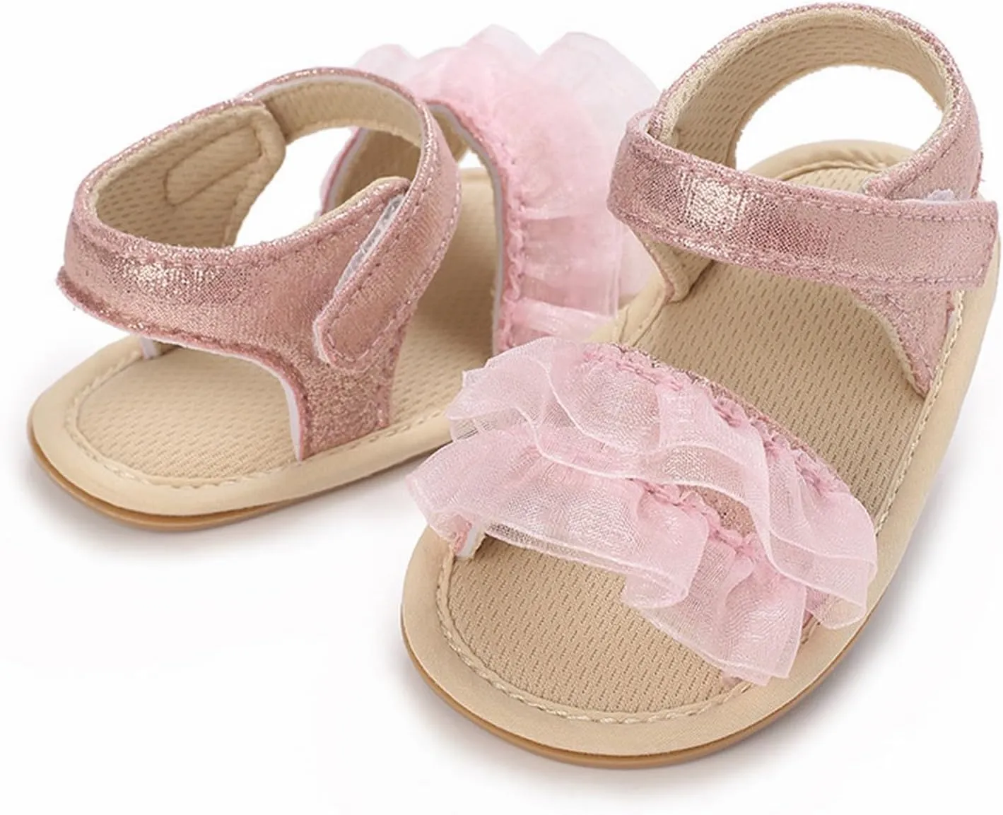 Baby Girls Ruffle Sandals Summer Shoes Outdoor First Walker Toddler Girls Shoes Casual Beach Toddler Girl Tennis Shoes