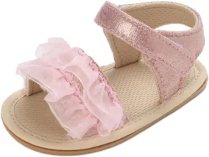Baby Girls Ruffle Sandals Summer Shoes Outdoor First Walker Toddler Girls Shoes Casual Beach Toddler Girl Tennis Shoes