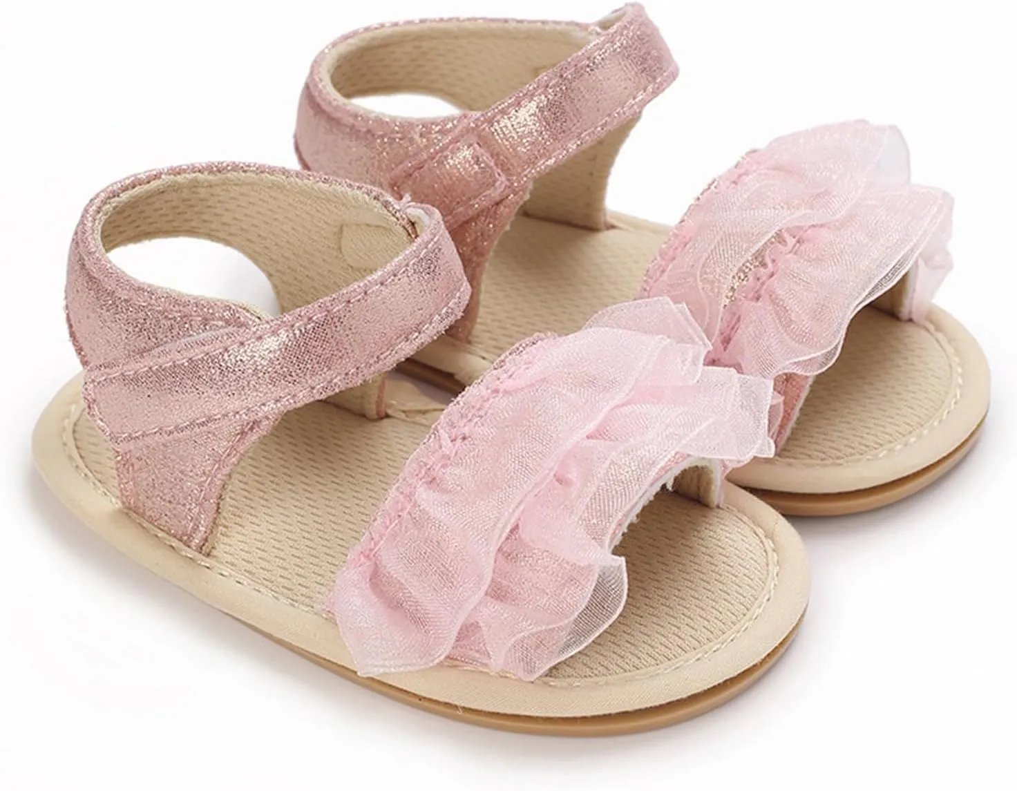 Baby Girls Ruffle Sandals Summer Shoes Outdoor First Walker Toddler Girls Shoes Casual Beach Toddler Girl Tennis Shoes