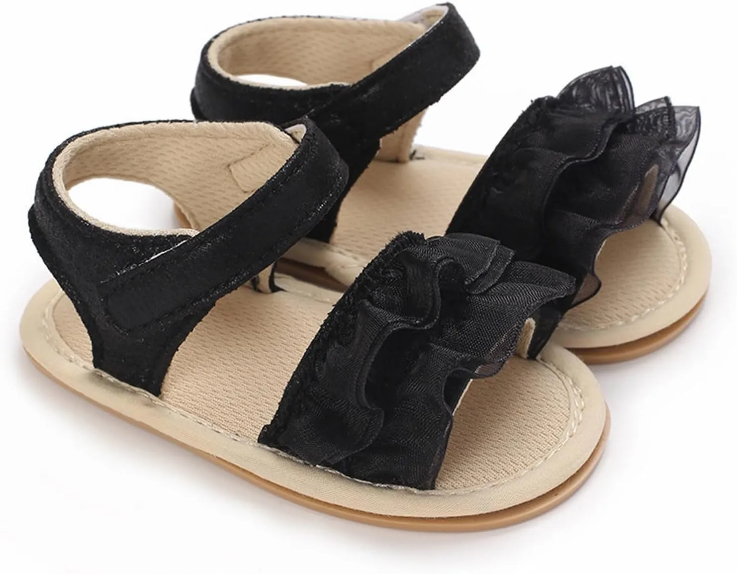 Baby Girls Ruffle Sandals Summer Shoes Outdoor First Walker Toddler Girls Shoes Casual Beach Toddler Girl Tennis Shoes