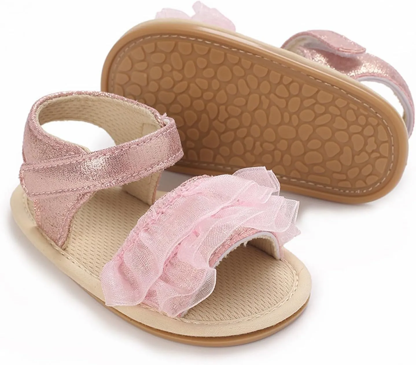 Baby Girls Ruffle Sandals Summer Shoes Outdoor First Walker Toddler Girls Shoes Casual Beach Toddler Girl Tennis Shoes