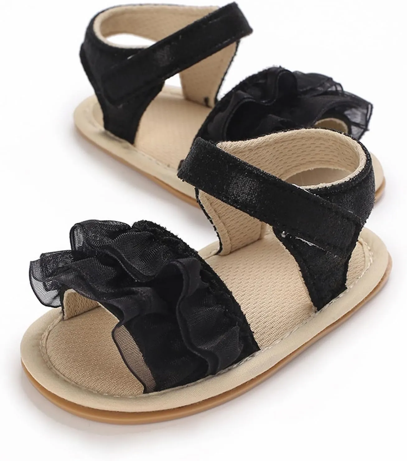 Baby Girls Ruffle Sandals Summer Shoes Outdoor First Walker Toddler Girls Shoes Casual Beach Toddler Girl Tennis Shoes