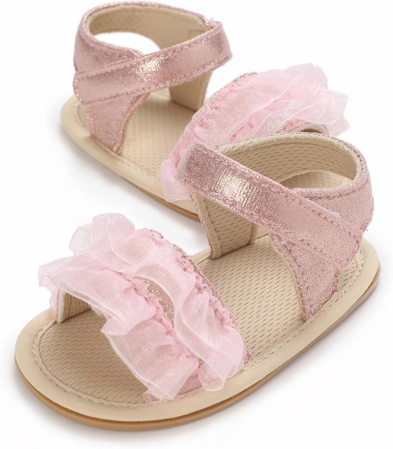 Baby Girls Ruffle Sandals Summer Shoes Outdoor First Walker Toddler Girls Shoes Casual Beach Toddler Girl Tennis Shoes