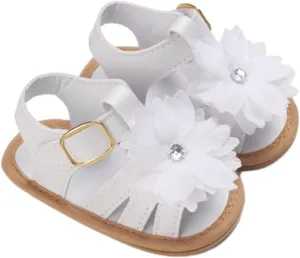 Baby Girls Sandals Bohemia Flower Bow Soft Sole Toddler First Walker Shoes Open Toe Breathable Girls Mary Jane Shoes
