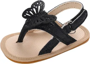 Baby Girls Sandals Infant First Walking Slipper Shoes Soft Soles Non-Slip Butterfly Crib Dress Sandals Summer Princess Shoes