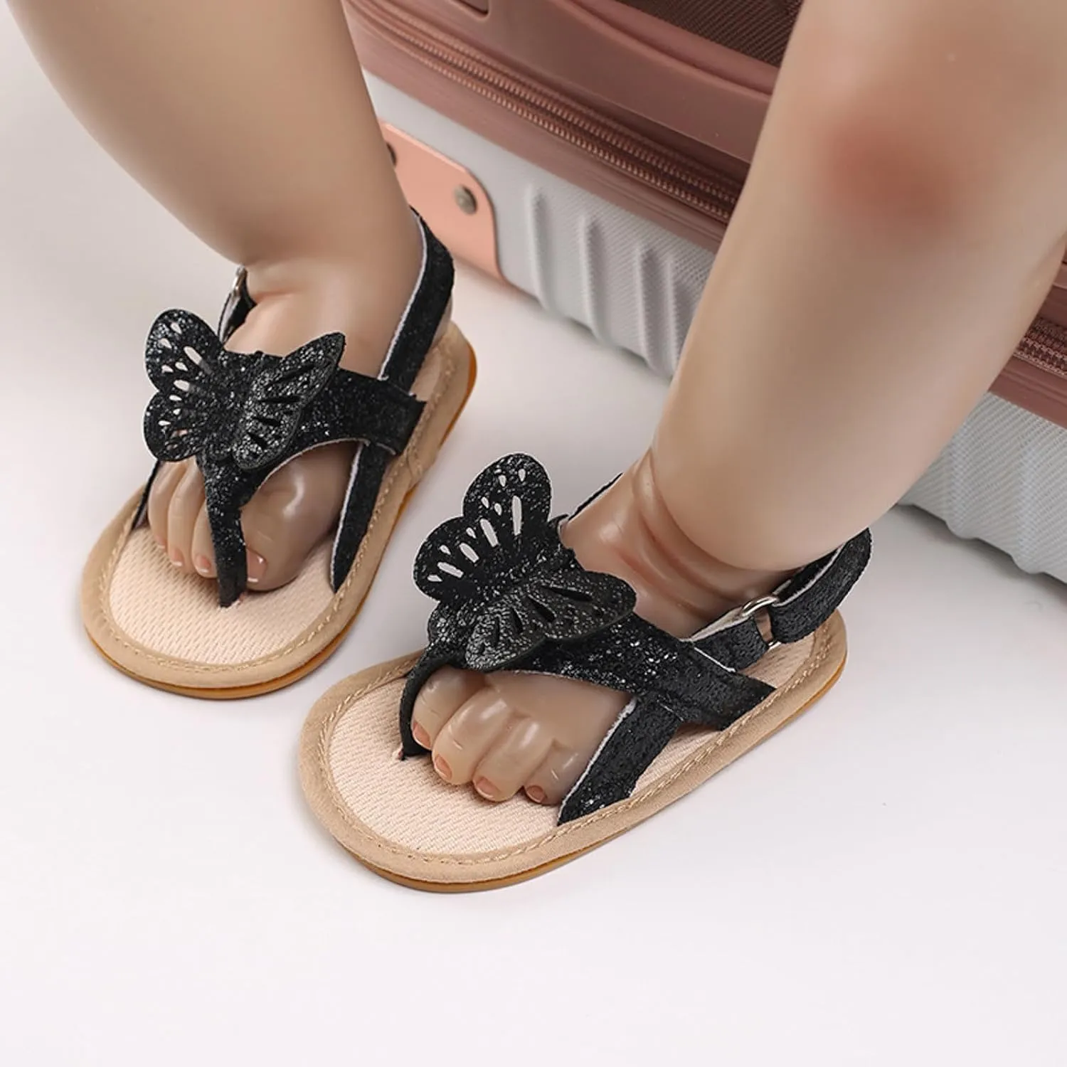 Baby Girls Sandals Infant First Walking Slipper Shoes Soft Soles Non-Slip Butterfly Crib Dress Sandals Summer Princess Shoes