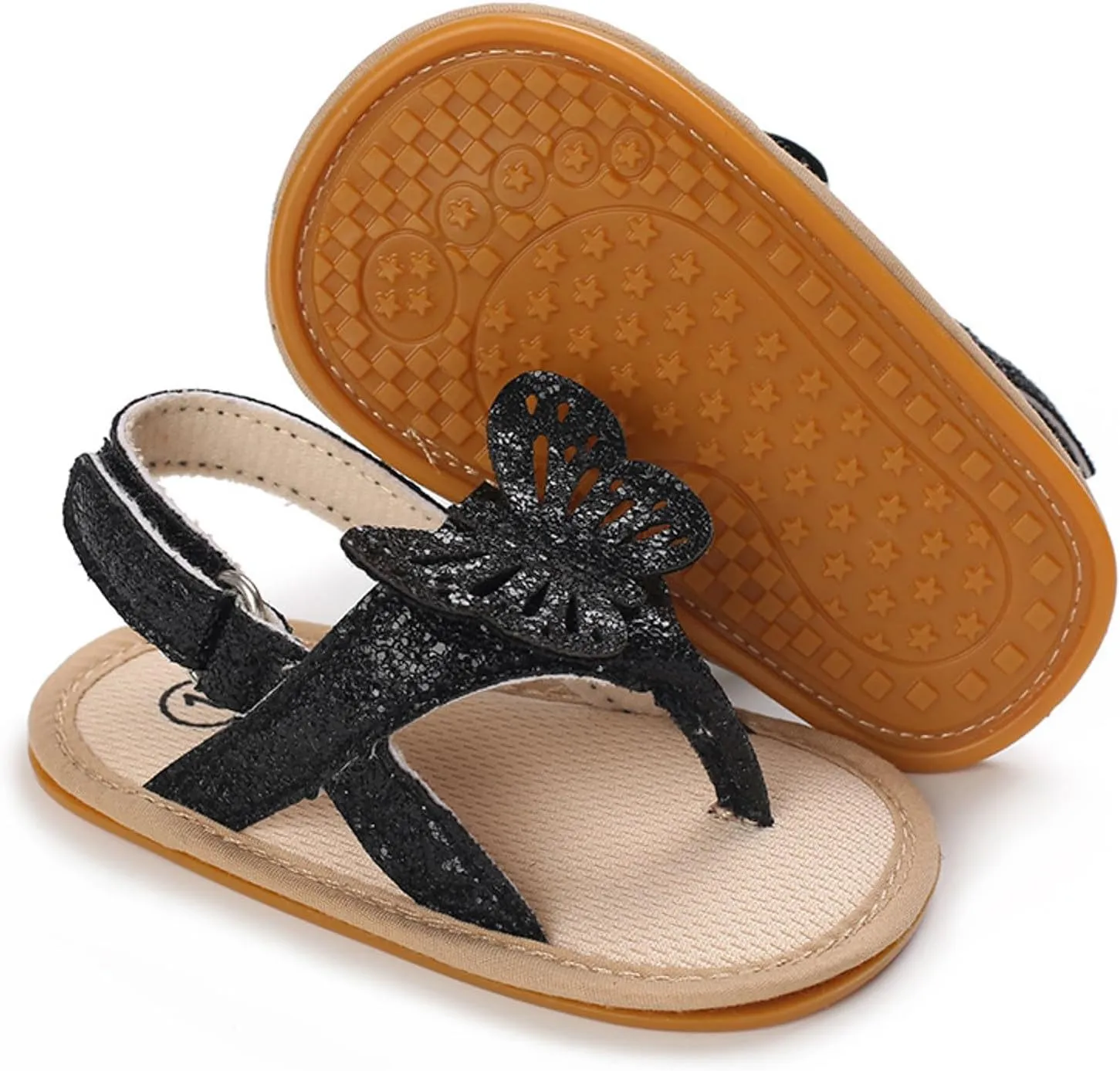 Baby Girls Sandals Infant First Walking Slipper Shoes Soft Soles Non-Slip Butterfly Crib Dress Sandals Summer Princess Shoes