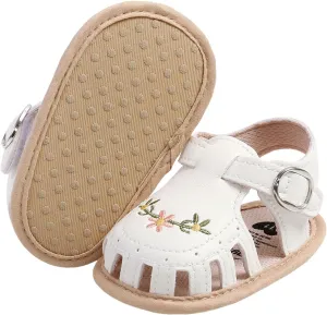 Baby Girls Sandals Summer Flower Flat Shoes Cute Soft Sole Non-Slip Sandals Infant Toddler First Walkers Princess Dress Shoes