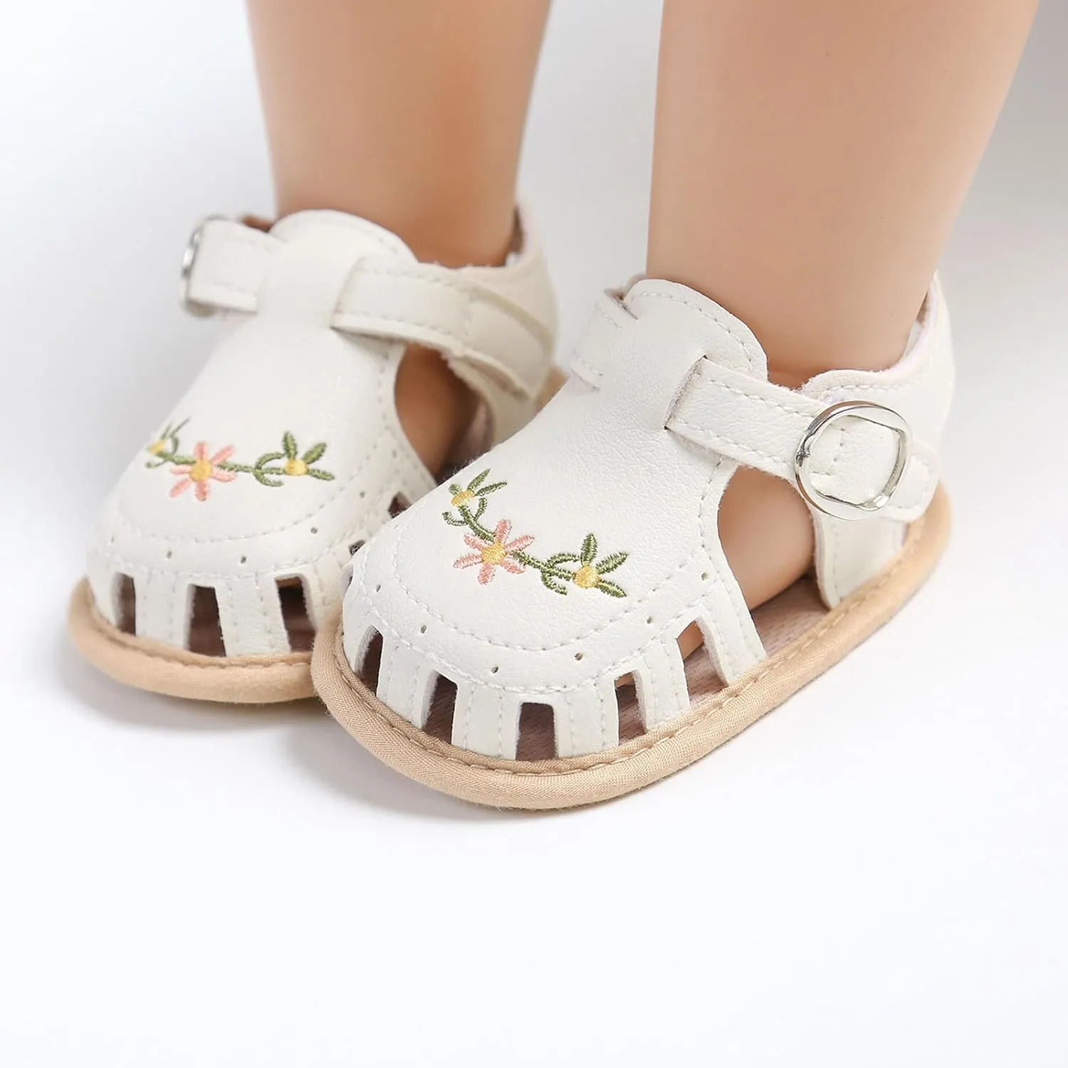 Baby Girls Sandals Summer Flower Flat Shoes Cute Soft Sole Non-Slip Sandals Infant Toddler First Walkers Princess Dress Shoes
