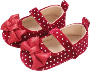 Baby Girls Sequin Bow Summer Sandals Toddler Infant Knitted Shinny Polka Dot Strap Soft Sole Solid Color Casual Shoes