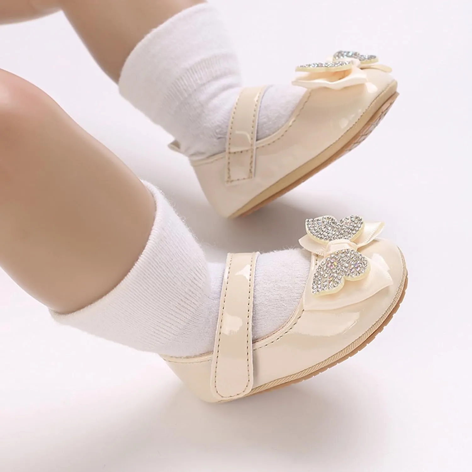 Baby Girls Sequin Butterfly Sandals Toddler Infant Solid Color Soft Sole Loo Heels Strap Flatt Princess Summer Shoes