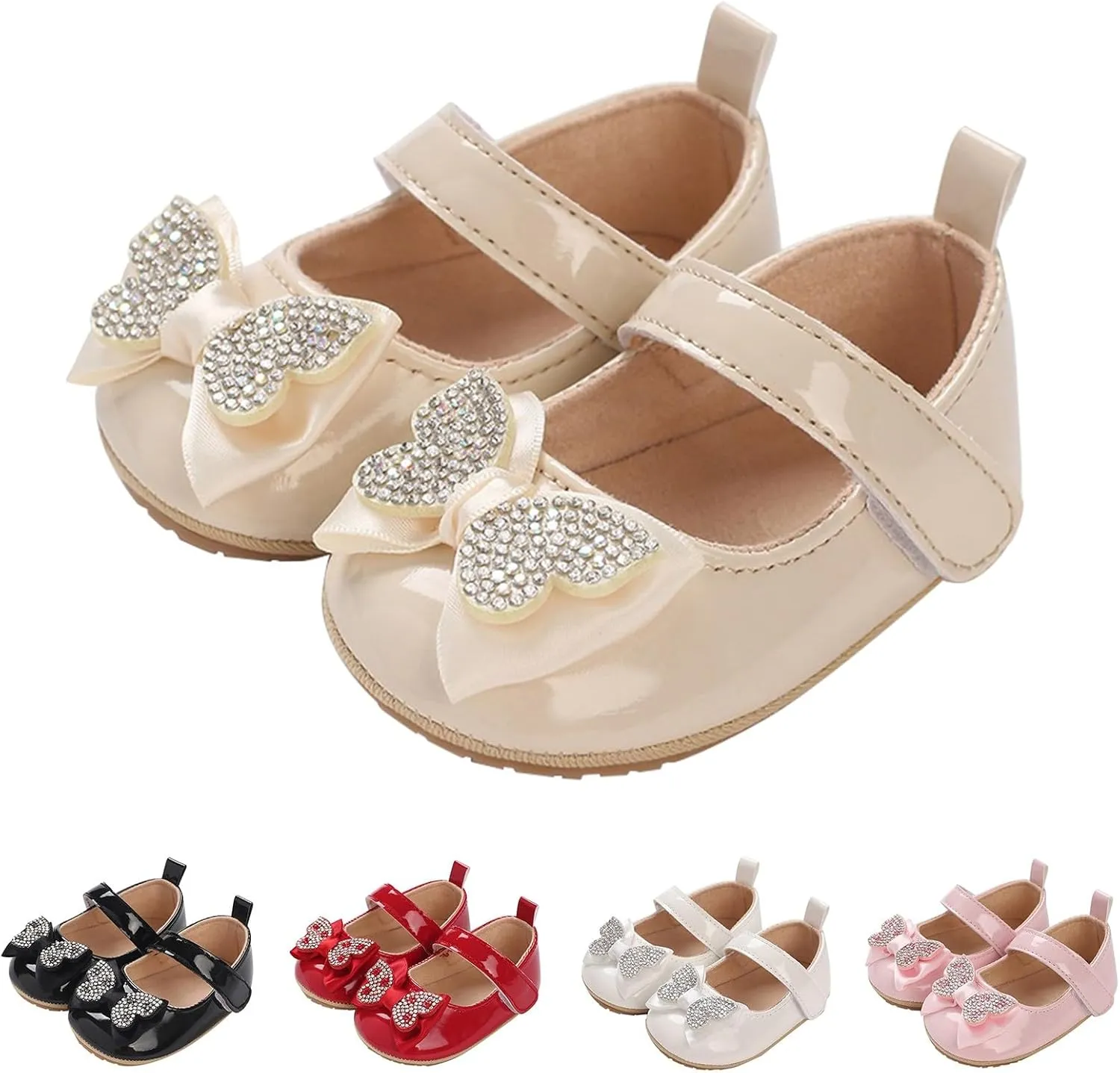 Baby Girls Sequin Butterfly Sandals Toddler Infant Solid Color Soft Sole Loo Heels Strap Flatt Princess Summer Shoes