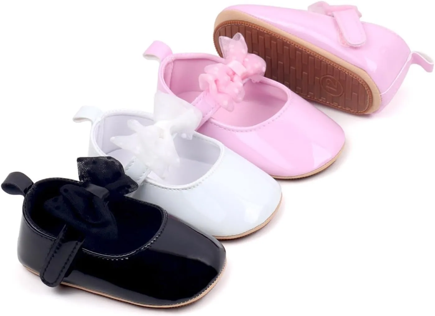 Baby Girls Summer Casual Solid Color PU Leather Sandals Toddler Infant Tulle Lace Mesh Bow Loo Heels Soft Sole Shoes