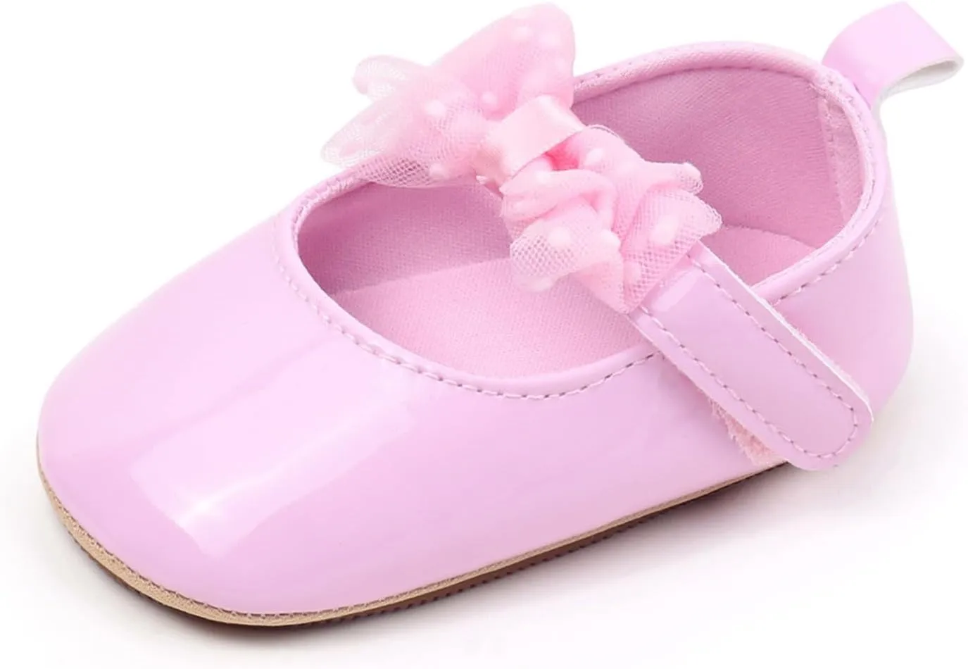 Baby Girls Summer Casual Solid Color PU Leather Sandals Toddler Infant Tulle Lace Mesh Bow Loo Heels Soft Sole Shoes