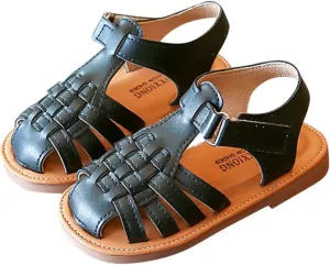 Baby Girls Summer Sandal Lightweight Soft Sole Closed-Toe Outdoor Leather Athletic Footwear