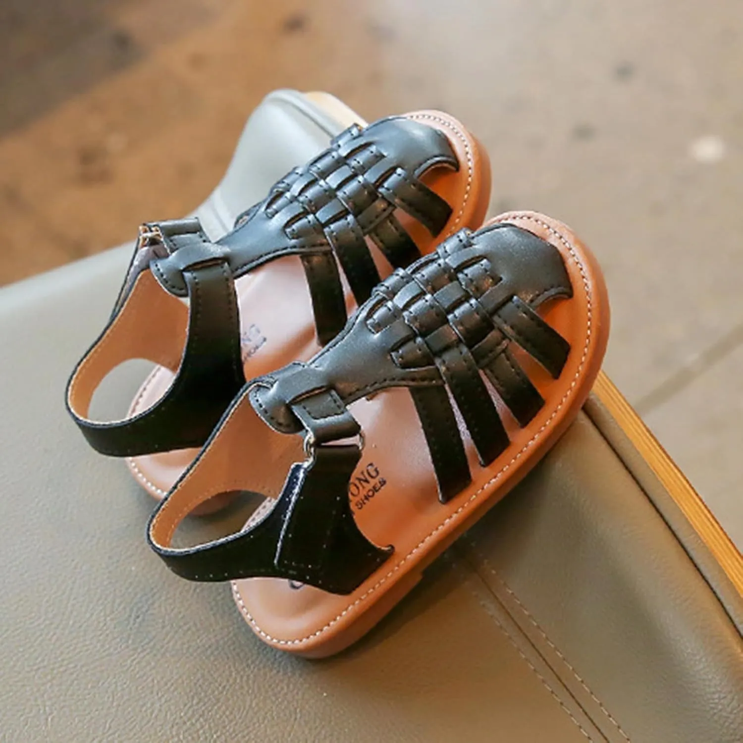 Baby Girls Summer Sandal Lightweight Soft Sole Closed-Toe Outdoor Leather Athletic Footwear