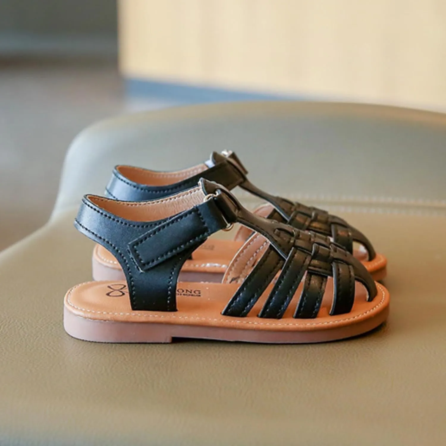 Baby Girls Summer Sandal Lightweight Soft Sole Closed-Toe Outdoor Leather Athletic Footwear