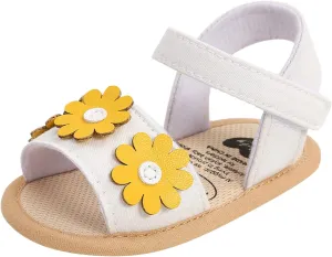 Baby Infant Boy Girl Sandals Shoes First Walkers Prewalkers Soft Anti-Slip Sole Flat Shoes Casual (White, 5 Toddler)