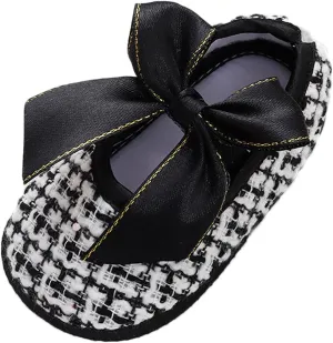 Baby Infant Boy Girl Sandals Shoes First Walking Shoes Bow Non-Slip Soft Sole Flat Shoes Lightweight (Black, 12 Infant)