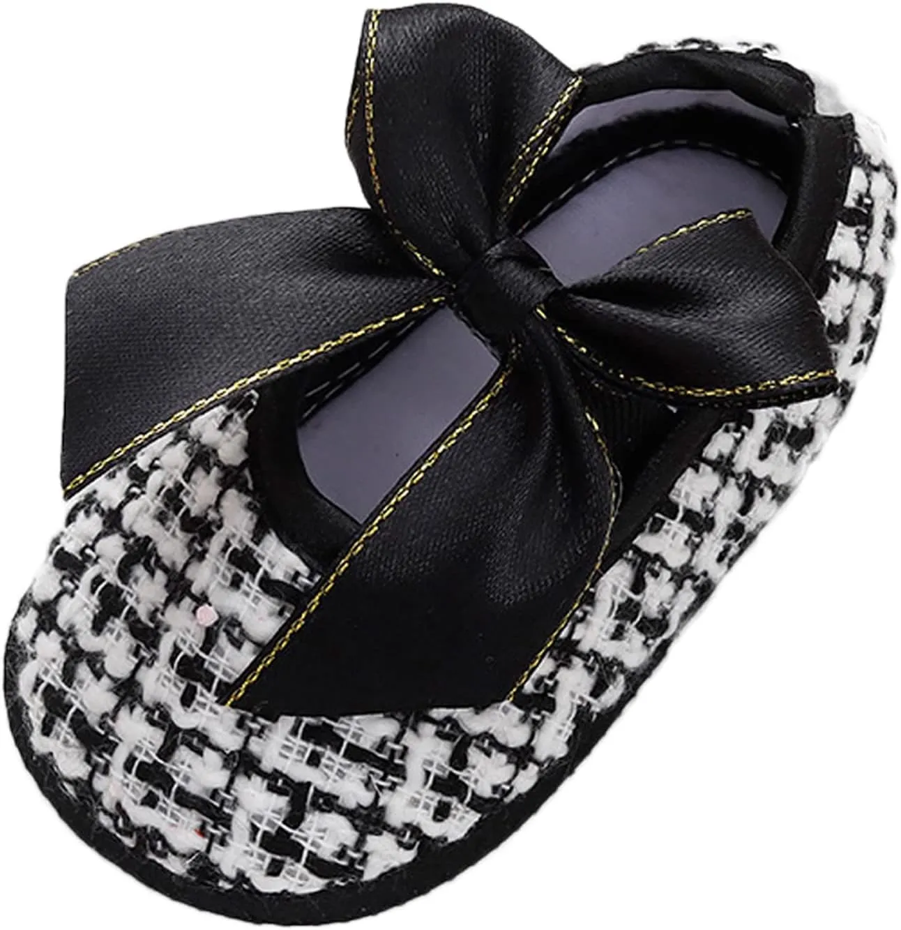 Baby Infant Boy Girl Sandals Shoes First Walking Shoes Bow Non-Slip Soft Sole Flat Shoes Lightweight (Black, 12 Infant)