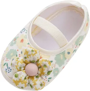 Baby Infant Boy Girl Sandals Shoes Newborn First Walkers Crib Shoes Flowers Soft Anti-Slip Sole (Yellow, 13 Infant)