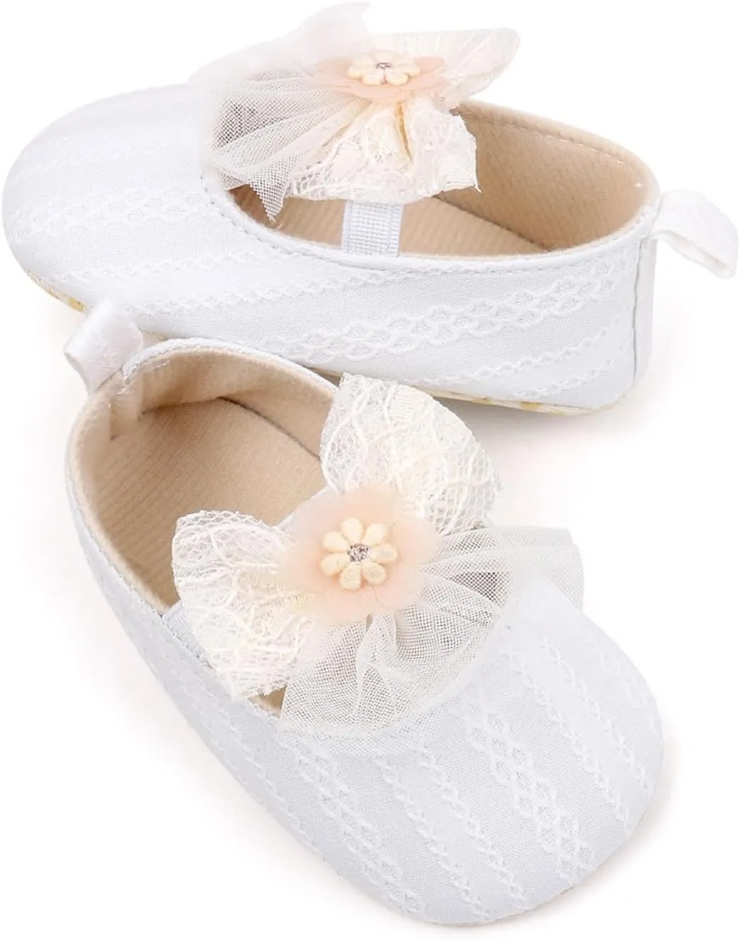Baby Infant Flower Summer Casual Sandals Infant Girls Ribbed Knitted Solid Color Soft Sole Flatt Mesh Lace Tulle Shoes