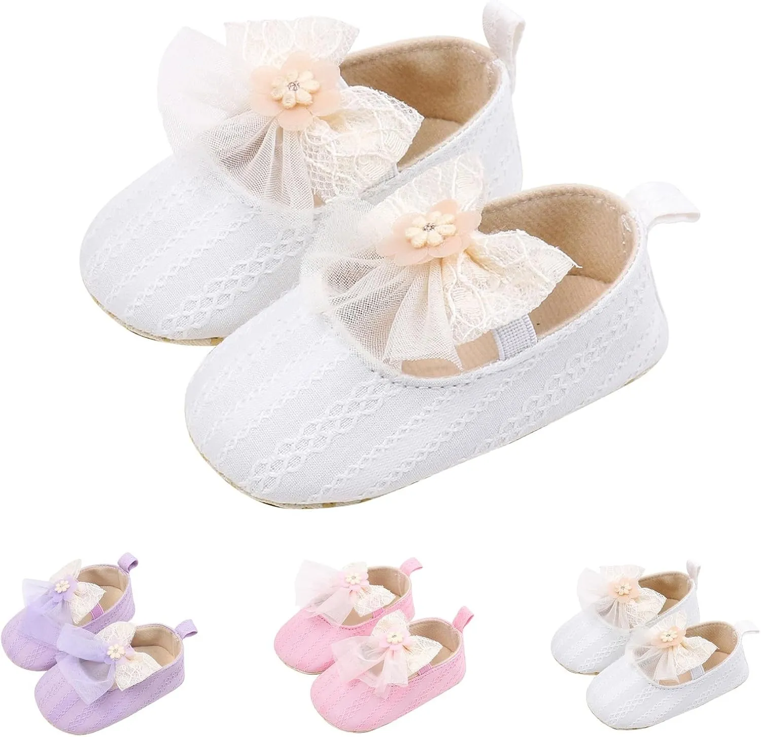 Baby Infant Flower Summer Casual Sandals Infant Girls Ribbed Knitted Solid Color Soft Sole Flatt Mesh Lace Tulle Shoes
