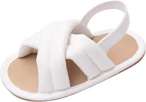 Baby Infant Girls Sandals Open Toe Flat Shoes Summer Outdoor Newborn Crib Shoes Non-Slip Toddler First Walkers Beach Sandals