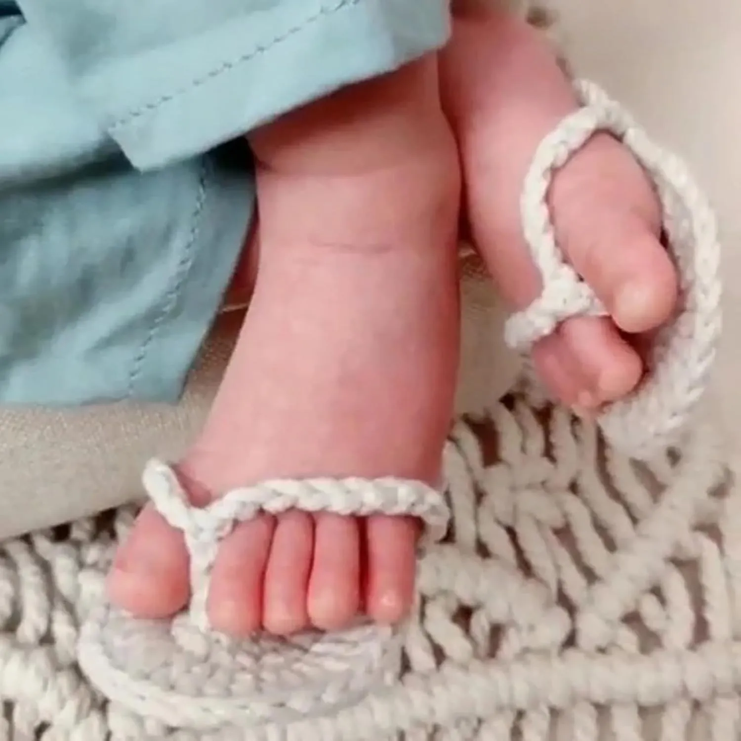 Baby Infant Handmade Crochet Flip Flops Sandals Toddler Girls Soft Flat Indoor Wide Shoes Lightweight Knit Soft Shoes
