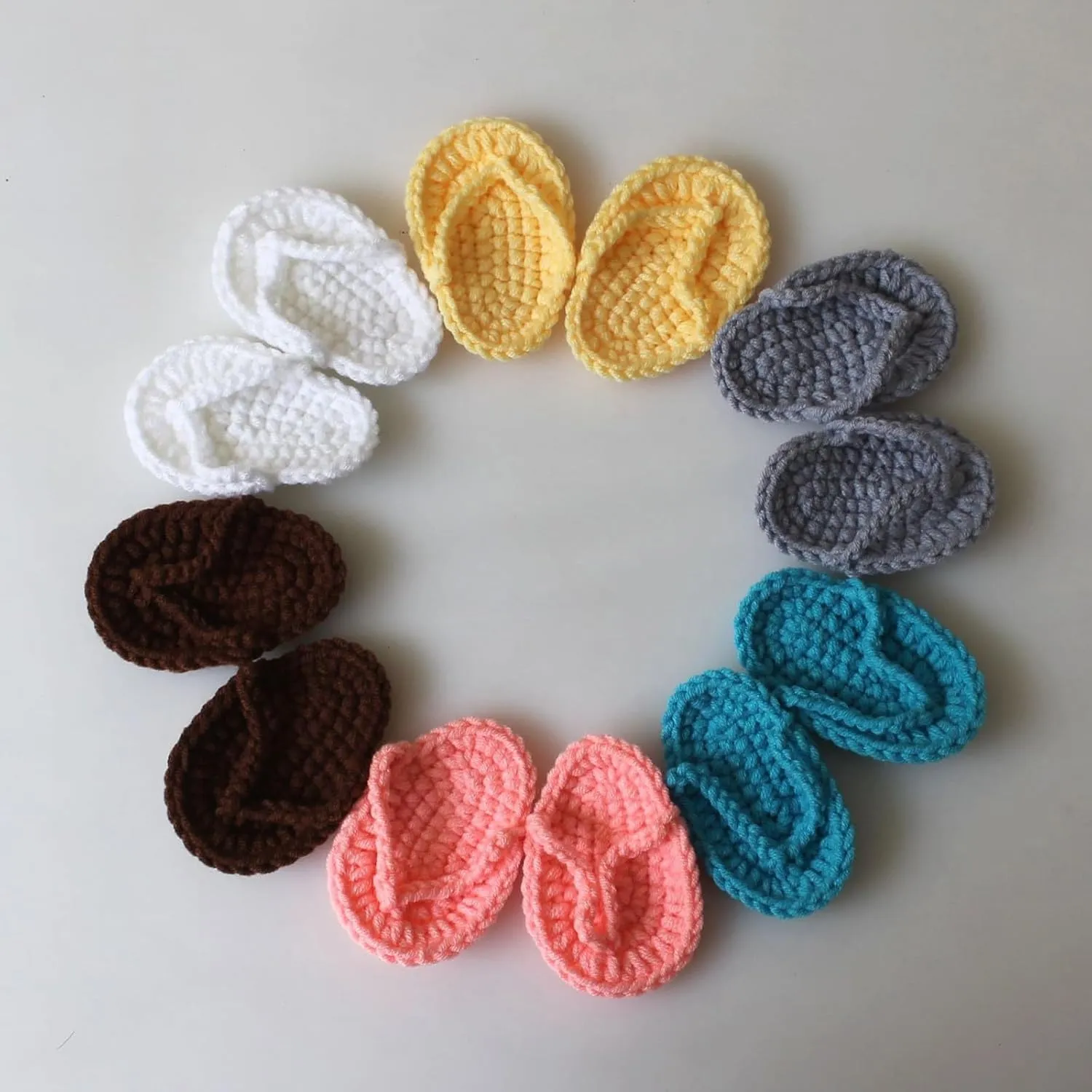 Baby Infant Handmade Crochet Flip Flops Sandals Toddler Girls Soft Flat Indoor Wide Shoes Lightweight Knit Soft Shoes