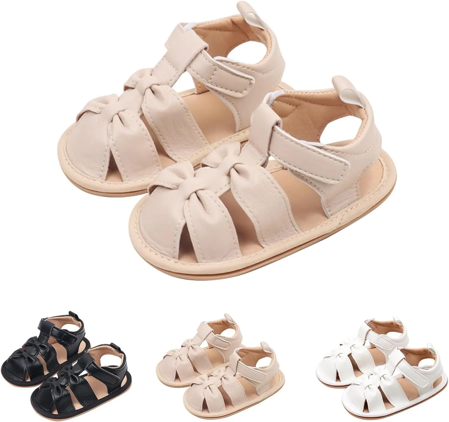 Baby Infant Leather Soft Sandals Open Toe Strap Flat Wide Shoes Toddler Newborn Summer Water Shoes Comfy Breathable