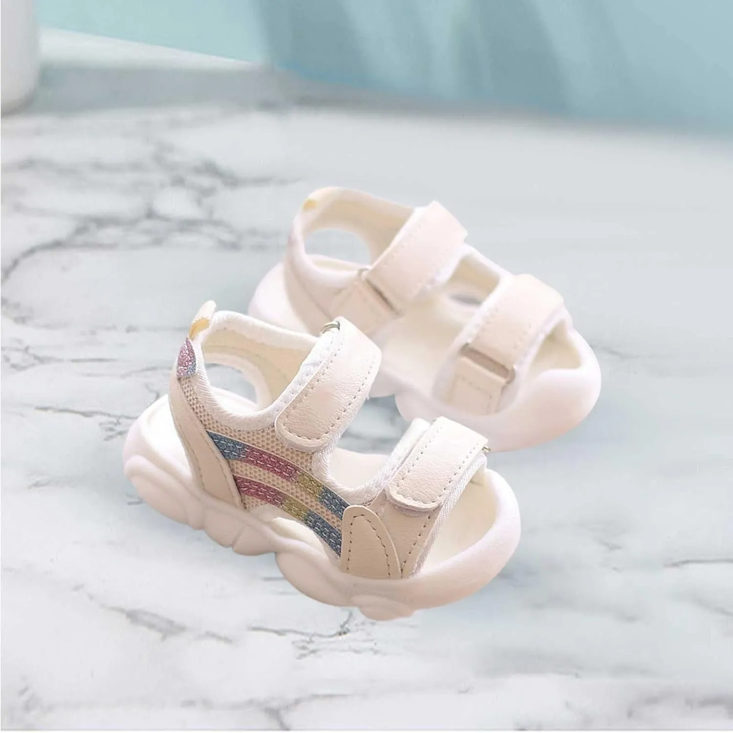 Baby Infant Open Toe Sandals Summer Outdoor Casual Shoes Toddler Memory Foam Sole Soft Ankle Slide Shoes Light Comfy