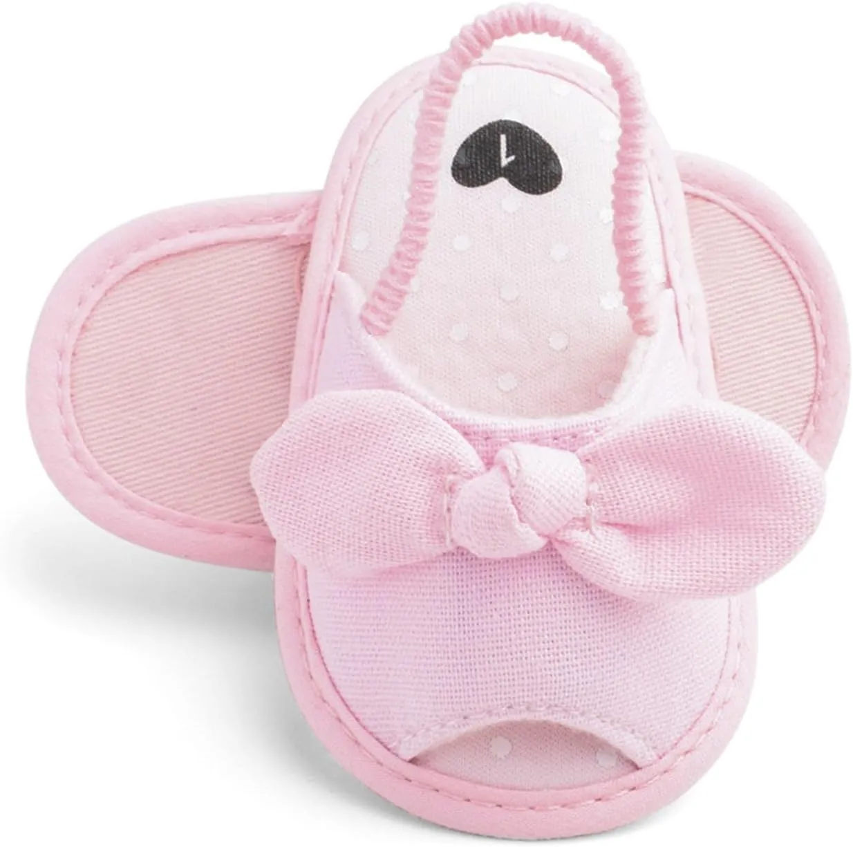 Baby Kids Summer Casual Open Toe Sandals Toddler Infant Girls Bowknot Polka Dot Decor Soft Sole Flats Strap Shoes